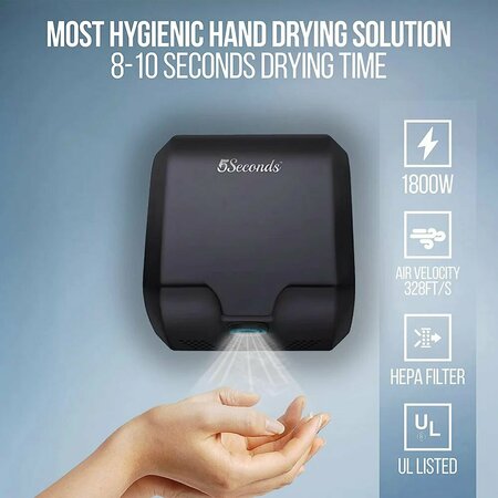 5Seconds Brand Hand Dryer | 1800W - Black 111017